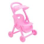 Mini Baby Stroller Doll Accessory Role Play Toy for Kids Imaginative Play Pink Heart Design Safe Durable Easy Handling