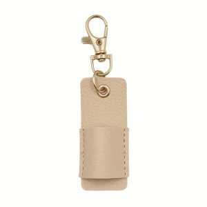 Porteclés en cuir beige élégant clip doré organisation clés accessoire bagage style moderne durabilité cadeau Porteclés en cuir beige élégant clip doré organisation clés accessoire bagage style moderne durabilité cadeau