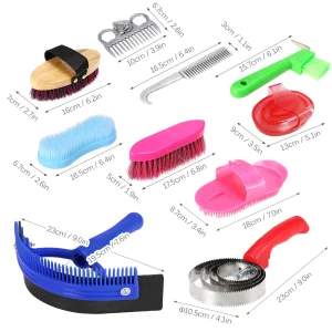 Kit d&rsquo;outils de toilettage pour animaux 10 pièces brosses peignes épurateur grattoir accessoires soins pelage animaux de compagnie design moderne ergonomique qualité supérieure