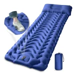Matelas gonflable camping outdoor Oxford PVC portable sac rangement valve intégrée randonnée piquenique bleu
