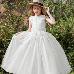Robe de mariée en gaze pour enfants robe de bal élégante à fleurs haute qualité douce et confortable pour filles
