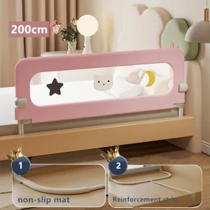 Barrière de lit pour bébé rail de lit ajustable hauteurs réglables portable extra haute sécurité pour enfants gardecorps latéral design moderne style enfantin rose 200cm Barrière de lit pour bébé rail de lit ajustable hauteurs réglables portable extra haute sécurité pour enfants gardecorps latéral design moderne style enfantin rose 200cm