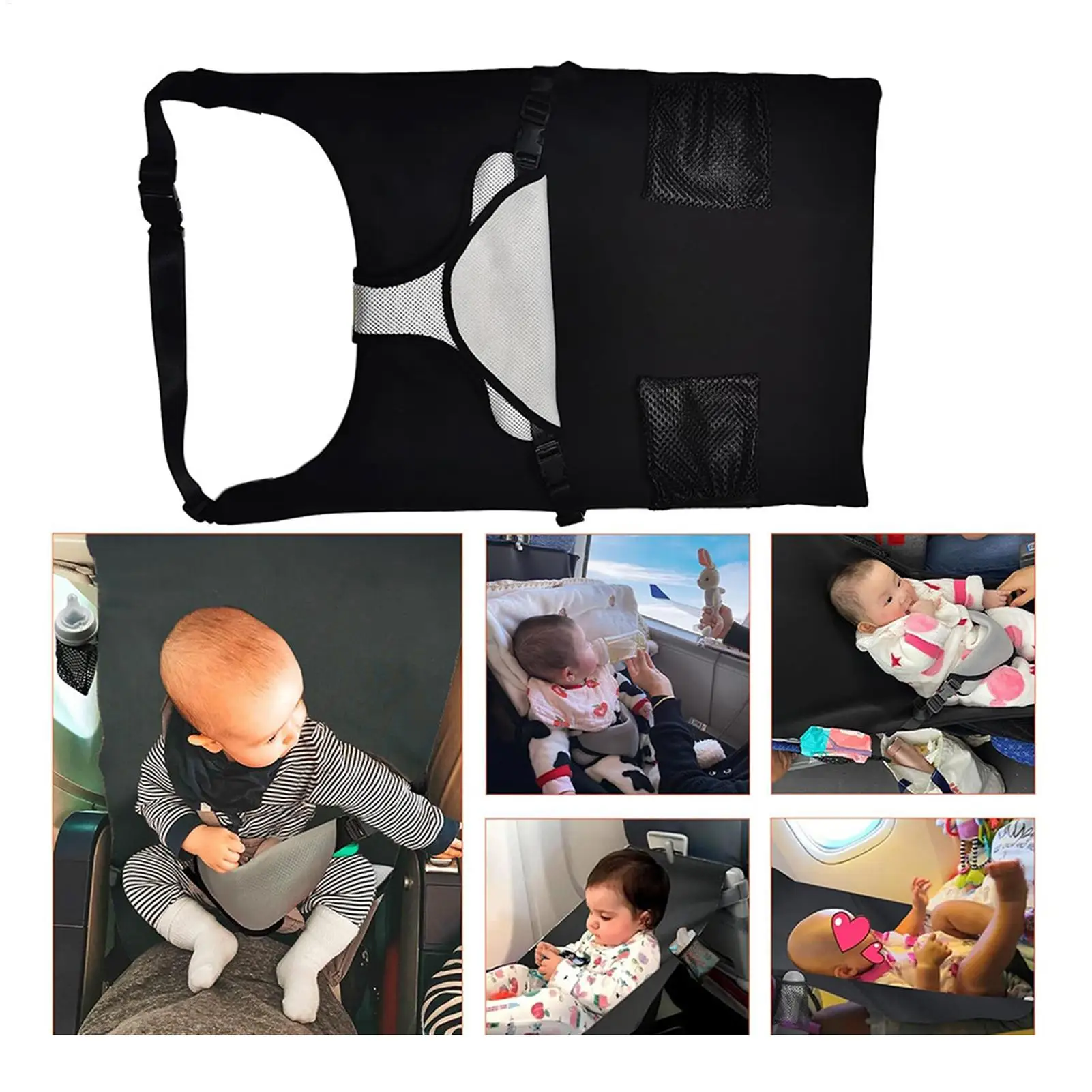 Lit d’avion de voyage pour bébé extension siège voiture reposepieds portable hamac berceau de sommeil pour enfants poche latérale design sécuritaire