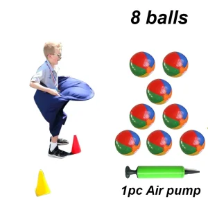 Ensemble de jeu extérieur multicolore pour enfants 8 ballons 1 pompe 4 cônes costume familial jeu de course et lancer activité en plein air idéal pour fête d’anniversaire et famille Ensemble de jeu extérieur multicolore pour enfants 8 ballons 1 pompe 4 cônes costume familial jeu de course et lancer activité en plein air idéal pour fête d’anniversaire et famille