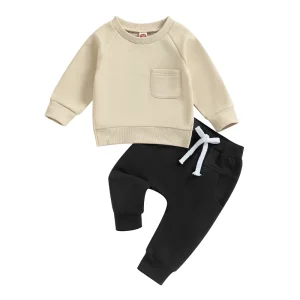 Ensemble vêtements bébé nouveauné sweatshirt longues manches pantalon survêtement élastique tenue hiver bébé fille garçon confortable et sécurisant