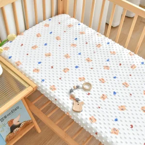 Draps de berceau ajustés respirants 130x70CM, housse de matelas pour bébé, ensemble de literie en tissu sensoriel tactile 3D d&rsquo;hiver, draps de lit pour nourrissons – 03