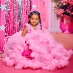 Robe de fille en soie luxueuse broderie florale perles volants pour anniversaire mariage séance photo personnalisée