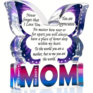Décoration papillon en verre acrylique cadeau maman inscription je t&rsquo;aime décoration intérieure cadeau anniversaire Mother&rsquo;s Day design moderne émotionnel unique qualité premium