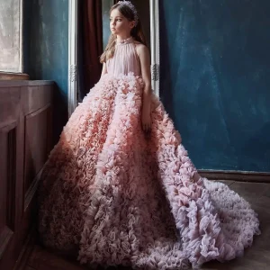 Robe historique Rhà volants pour filles robe de demoiselle d&rsquo;honneur minirobe Quinceanera robe bébé personnalisée en tulle style simple raffiné accessoires incluits