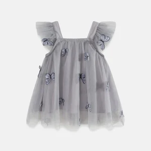 Robe tutu en tulle pour bébé fille manches volantes 36 ans robe de soirée motifs papillons coton gris style élégant confortable occasion spéciale
