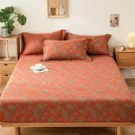 Ensemble literie bébé drap double couche jacquard 100% coton housse matelas oreillers motifs floraux couleurs chaudes style moderne