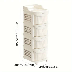 Chariot rangement ZHOHO TANT 4 tiroirs à roulettes en PP blanc cassé moderne polyvalent chambre salon