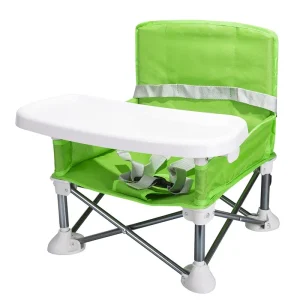 Chaise haute portable pliable pour bébé siège d&rsquo;alimentation extérieur meuble de voyage en métal et polyester design moderne facile à transporter