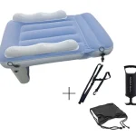 Matelas gonflable pliable en PVC usage outdoor plage piscine couleur bleu clair poignées intégrées valve rapide sac de transport idéal camping voyage