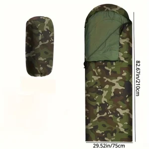Sac de couchage camouflage vert adulte camping randonnée voyage hiver polyester isolant portable compact