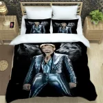 Ensemble literie Rock Star Johnny Hallyday housse de couette et taies d&rsquo;oreiller microfibre douce design artistique chambre ado ou adulte cadeau original