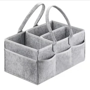 Caddie à couches bébé rangement 3 compartiments poignées latérales feutre gris moderne portable Nursery voiture salle à langer