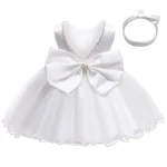 Robe élégante pour bébé fille tenue de fête anniversaire robe de baptême robe de mariage robe de bal pour enfant 03 ans blanc