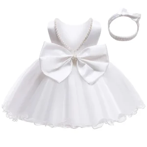 Robe élégante pour bébé fille tenue de fête anniversaire robe de baptême robe de mariage robe de bal pour enfant 03 ans blanc