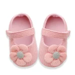 Chaussures antidérapantes bébé fille 012 mois tricotées fleurs rose pink premiers pas confortables