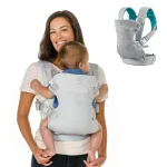 Portebébé multifonctionnel 4 en 1 kangourou ergonomique écharpe arrière face sur le devant sac à dos enveloppant pour nouveauné de 0 à 36 mois  Light Grey