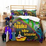 The Beatles Yellow Submarine parure de lit enfants housse de couette et taies d&rsquo;oreiller linge de lit coloré design graphique 3 pièces polyester/microfibre chambre enfant ado
