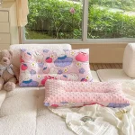 Oreiller de Sommeil en Duvet de Haricot Tout Coton pour Bébé et Enfant Design Mignon Lapin Lavable Confortable Chaud