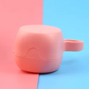 Boîte à sucettes portable bébé rangement hygiénique style moderne rose pastel design épuré accessoire bébé pratique