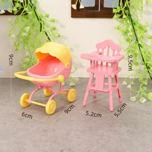 Ensemble Mini Bébé Poussette Chaise Haute Jouet Poupée Simulation Jeu Rôle 36 Ans Enfant Accessoire Coloré Sécurité