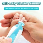Coupeongles électrique bébé manucure électrique sans danger design sécuritaire blanc bleu clair poussette accessoire bébé