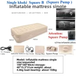 MOUNTAINHIKER-Matelas à air intérieur gonflable en PVC, matelas de glamping, lit de camping, polymère, pompe intégrée, 2025, 1/3 – SingleKhaki  SquareB