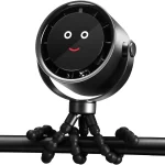 Ventilateur de poussette Portable ventilateur personnel voyage Air Turbo Tech affichage numérique détachable 5 vitesses Rechargeable 360 °   Rotation flexible – Black