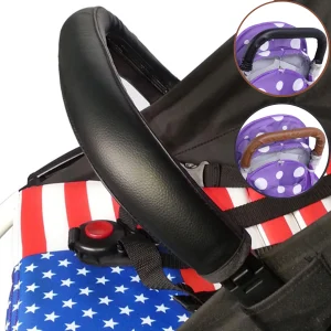 Housse de protection pour poignée de poussette en cuir PU étui de protection ergonomique housse antirayures avec fermeture éclair accessoire de confort pour chariot bébé