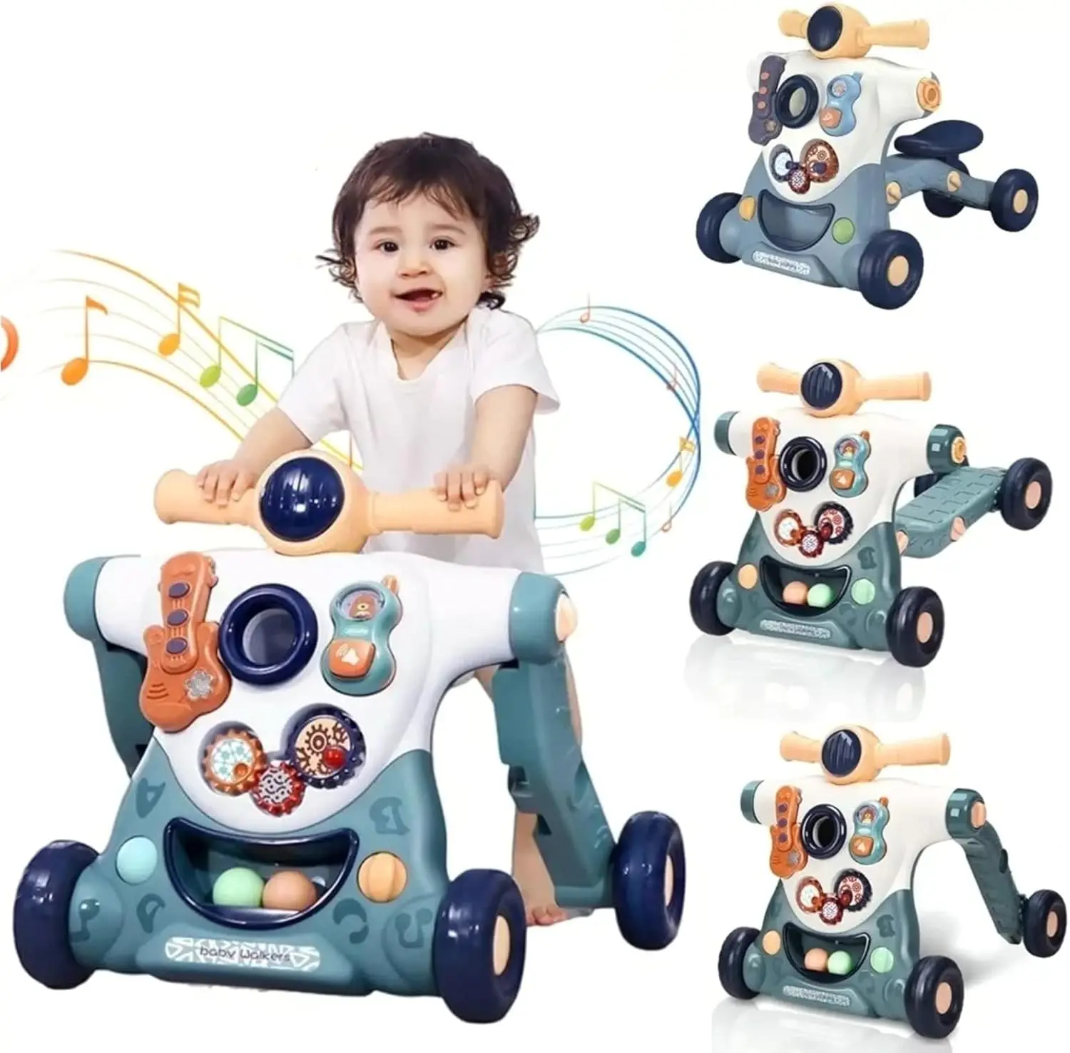 Trotteur éducatif 3 en 1 pour bébé de 6 à 18 mois, avec jouets d’activité de divertissement, poussette réglable Trotteur éducatif 3 en 1 pour bébé de 6 à 18 mois, avec jouets d’activité de divertissement, poussette réglable