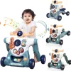 Trotteur éducatif 3 en 1 pour bébé de 6 à 18 mois, avec jouets d’activité de divertissement, poussette réglable