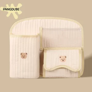 Organisateur de couches pour poussette PANGDUBE tissu coton compartiments multiples motifs ours design matelassé portée quotidienne rangement sécurisé style moderne bébé fille garçon