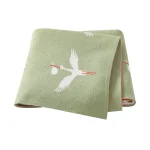 Couverture tricotée coton bébé douce respirante grue sauvage 90x70cm poussette litange protection hypoallergénique