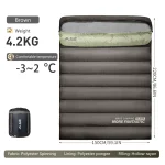 Sac de couchage camping double polyester isolé intempéries randonnée camping familial extérieur