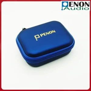 Boîte rangement audio portable PENON étui métal PU fermeture éclair protection accessoires design moderne bleu doré