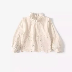 Honey None Tenues mère et fille blouse en tricot pull chemisier vêtements assortis pour femmes filles 06 ans style préppy beige crème