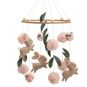 Mobile bébé lapin en feutre fleurs filles garçons déco chambre berceau cadeau naissance poussette easy Mobile bébé lapin en feutre fleurs filles garçons déco chambre berceau cadeau naissance poussette easy