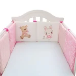 6 pièces ensemble protecteur lit bébé parechocs anticollision coussinets coton mélange berceau motif floral lapin ours bébé 01 ans sécurité lit enfant rose