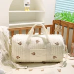 Sac maman brodé fourretout de voyage pour bébé sac à couches organizateur grand容量 bandoulière beige