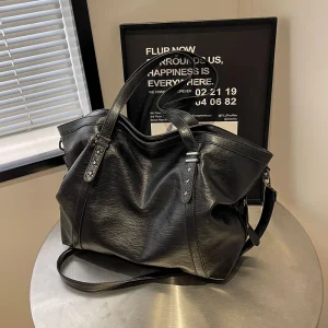 Sac à bandoulière en cuir PU Moods Boutique grand cabas pour femme style vintage grande capacité sac à langer facile d&rsquo;entretien