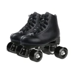 Patins à roulettes adulte unisexe quadroues en cuir synthétique noir lacets sport Loisir intérieur extérieur Chaussures滑板鞋 cadeau