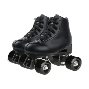 Patins à roulettes adulte unisexe quadroues en cuir synthétique noir lacets sport Loisir intérieur extérieur Chaussures滑板鞋 cadeau Patins à roulettes adulte unisexe quadroues en cuir synthétique noir lacets sport Loisir intérieur extérieur Chaussures滑板鞋 cadeau