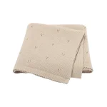 Couverture bébé douce tricot coton beige motifs points 90x70cm poussette lit usage quotidien