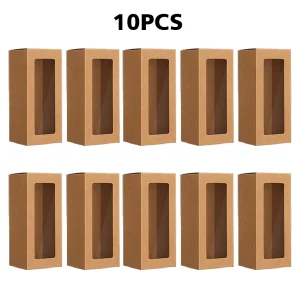 Boîtes en carton avec fenêtre transparente 10 pièces rangement et organisation pour bébé mariage anniversaire cadeaux blanc et brun minimalistes et durables Boîtes en carton avec fenêtre transparente 10 pièces rangement et organisation pour bébé mariage anniversaire cadeaux blanc et brun minimalistes et durables