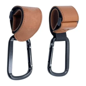 Crochets universels pour poussette Clips et crochets réglables marron pour Parents et voyageurs Crochets universels pour poussette Clips et crochets réglables marron pour Parents et voyageurs