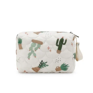 Trousse de rangement multiusage en tissu rembourré fermeture éclair motifs cactus design bohème portable idéal pour voyage ou organisation